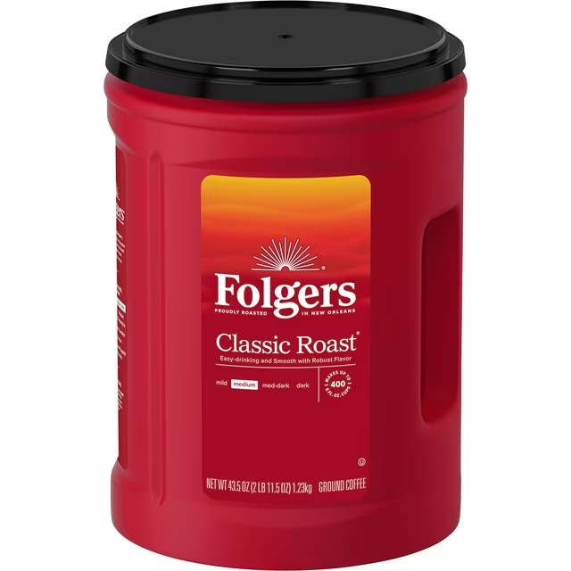 Folgers Classic Roast Ground Coffee, 43.5 oz