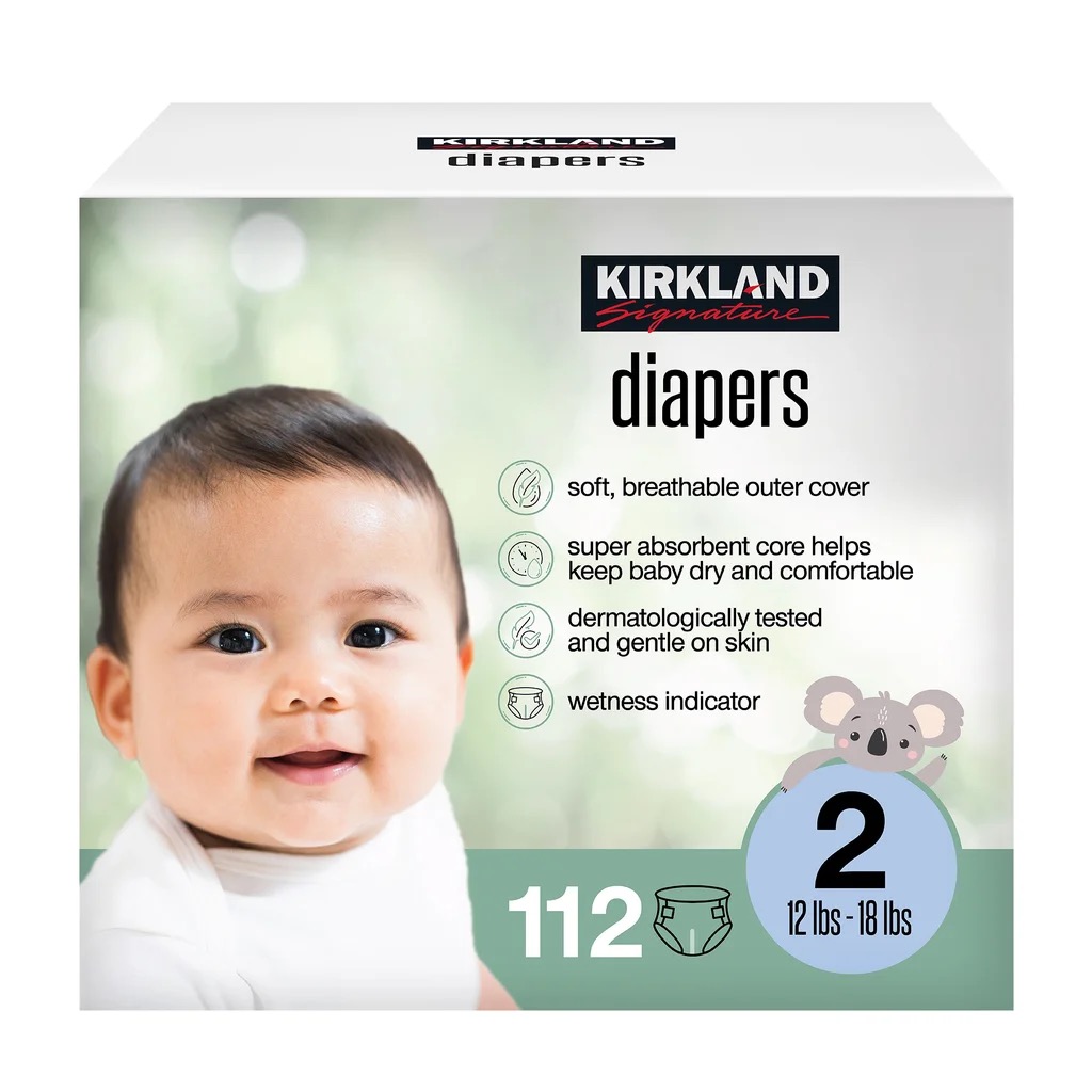 Kirkland Signature Diapers, Size 2 (12-18 lbs), 112 ct